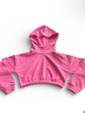 Naked Wardrobe Pink Cropped Hoodie Sweatshirt Size M Elastic Hem
